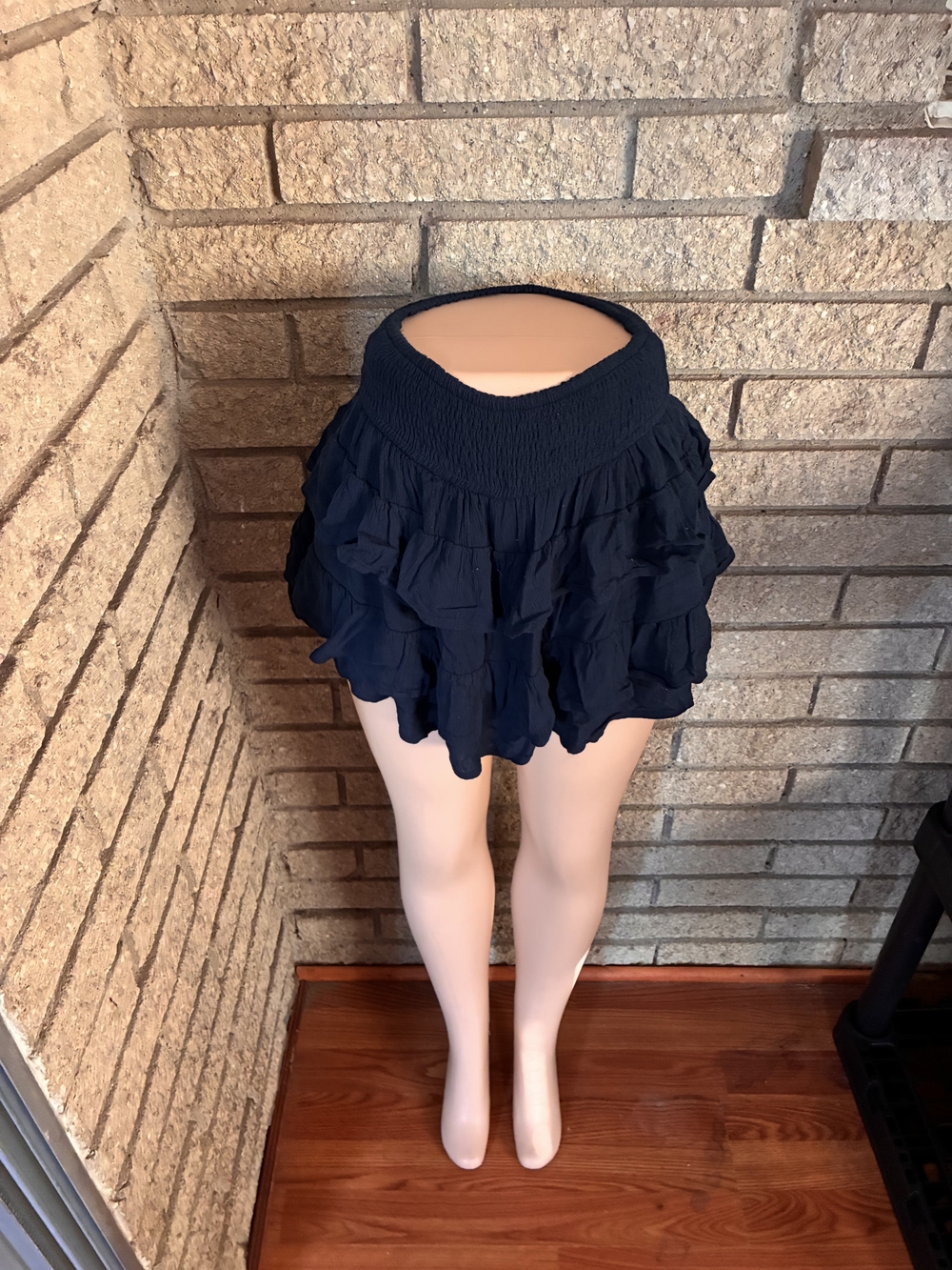 Hollister Navy Tiered Ruffle Skort with Smocked Waist